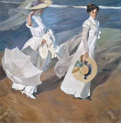 Women Walking on the Beach Joaquin Sorolla